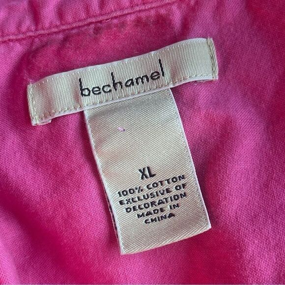 Bechamel Casual PinkEmbroidered Floral Bottom Down Shirt Tie back String XL - Picture 6 of 6